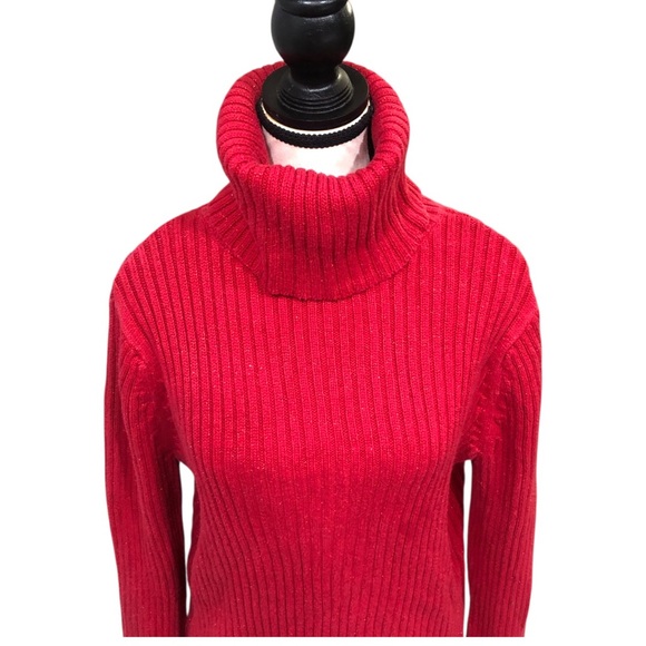 🟥Old Navy Red Cowl Neck Sweater with Ribbed Knit🟥 - Picture 2 of 8